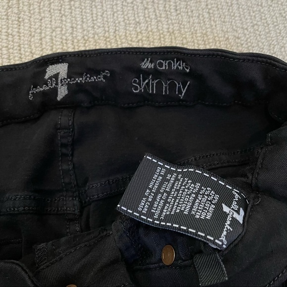 7 for all mankind mid-rise the ankle skinny ripped black denim jeans - size 29 - Picture 6 of 6